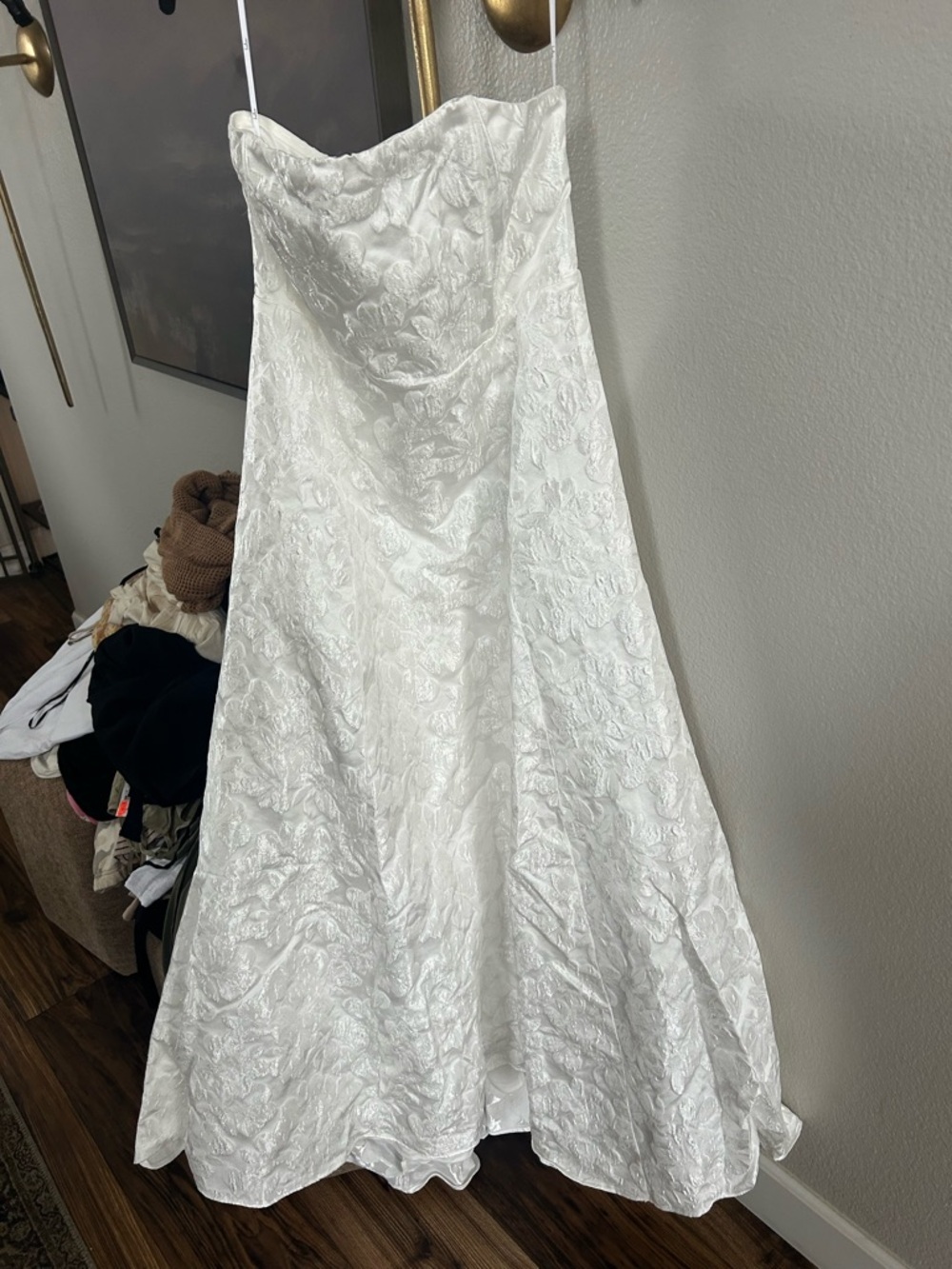 NWT Lulus Tressa White Floral Jacquard Strapless Maxi Dress - Picture 9 of 13